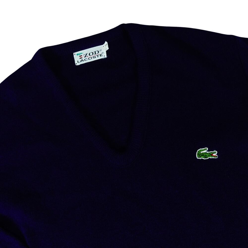 IZOD Lacoste Vintage V Neck Sweater Blue Men's Medium
